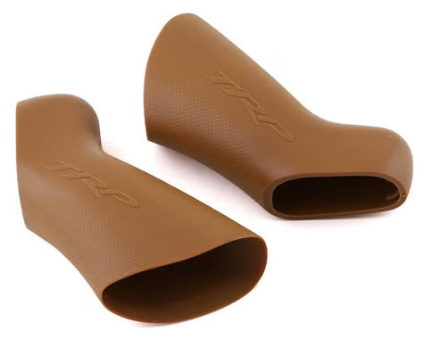 TRP Hylex brake hoods in gum brown leather look for vintage-style road bikes and gravel cycling