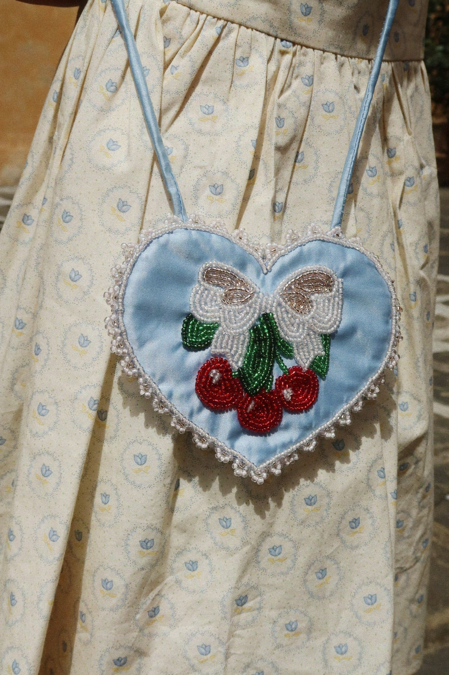 Konges Sløjd Beaded Heart Mini Purse - Ashley Blue