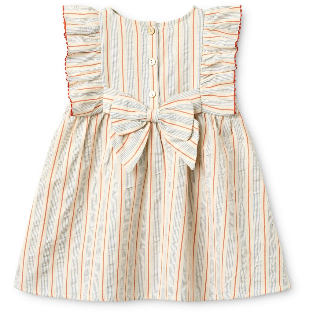 Flöss Robin Dress - Blue-Tangerine Stripe