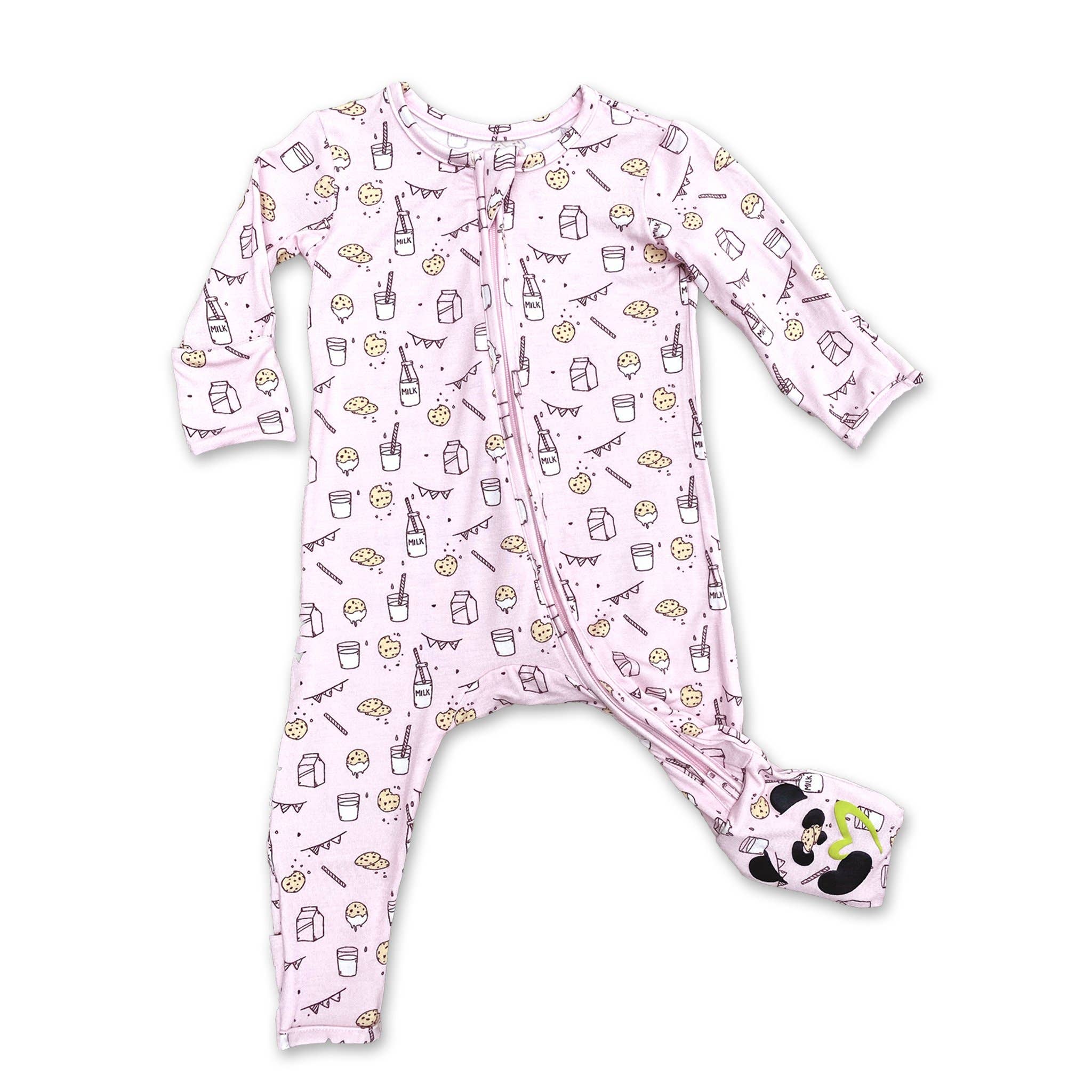 Bellabu Bear - Milk and Cookies Pink Bamboo Convertible Footie Bellabu Bear