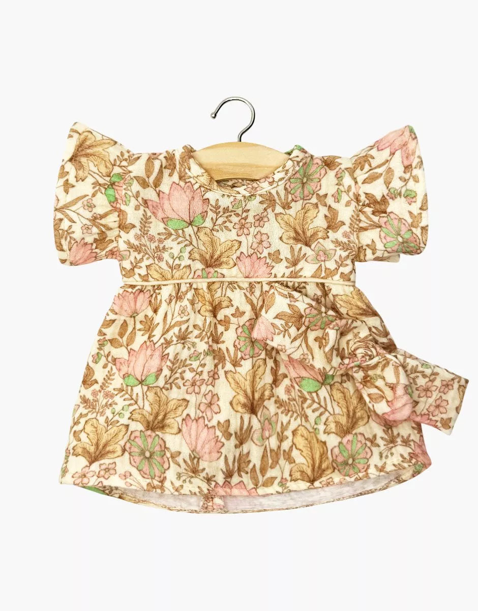Minikane Daisy Doll Dress & Bow Headband in Rosée Floral Cotton Gauze