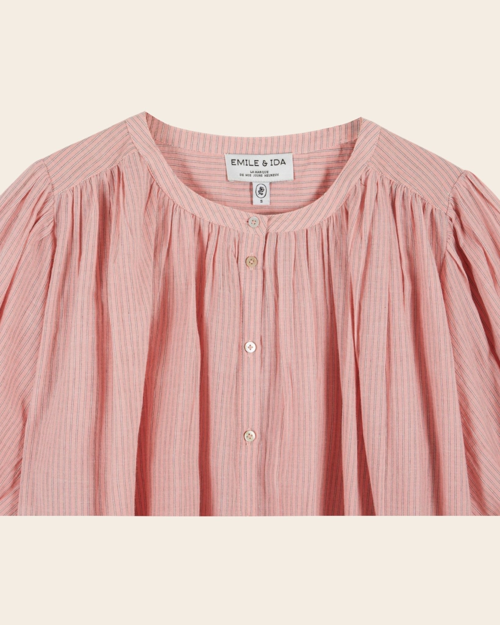 Emile et Ida Blouse - Khadi rayé rose Emile et Ida