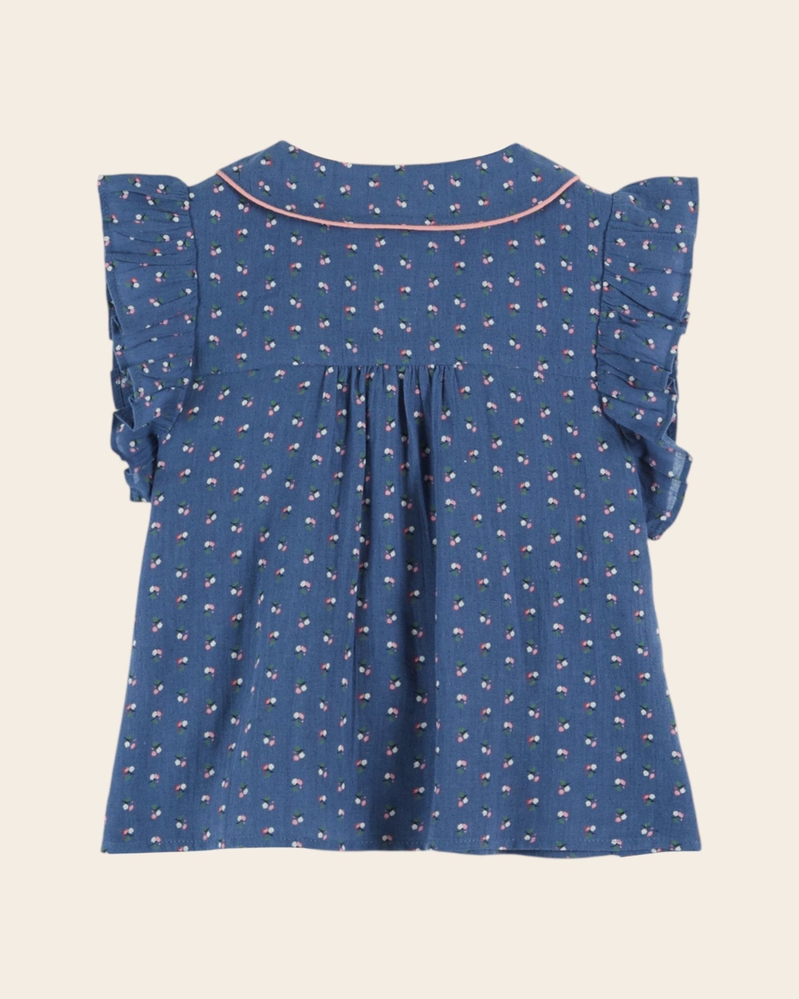 Emile et Ida Blue Floral Girls Blouse – Mini Flowers Emile et ida
