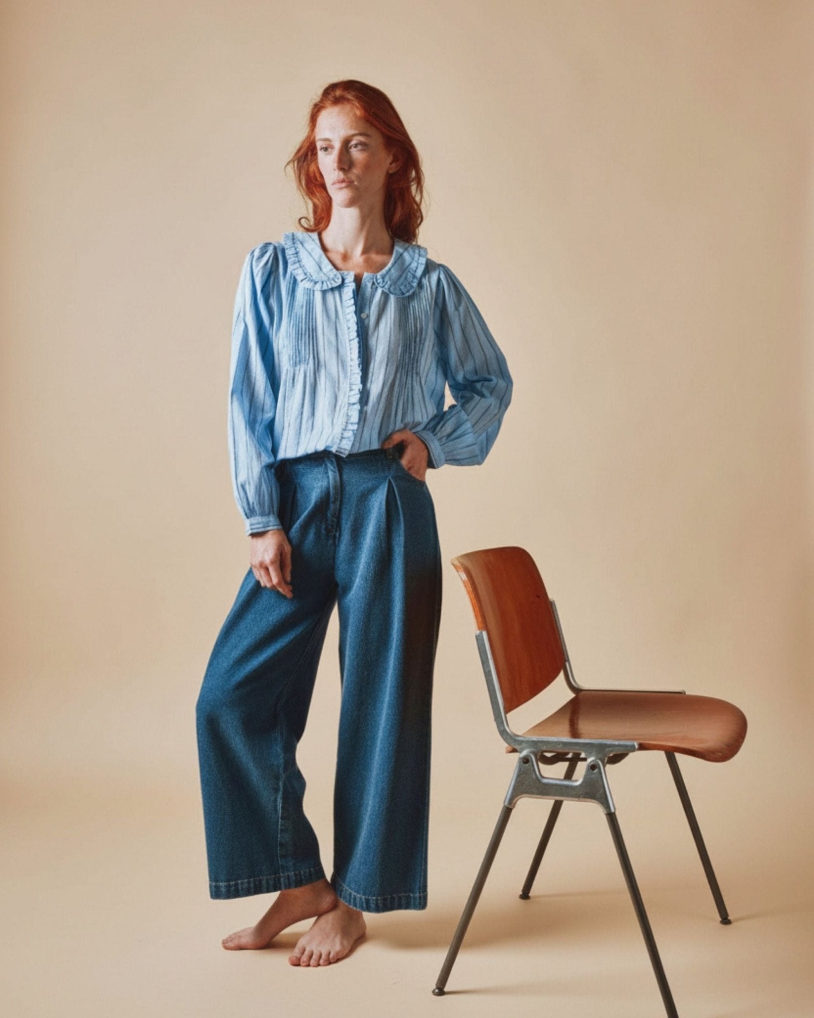 Emile et Ida Jean - Crop denim bleu Emile et Ida