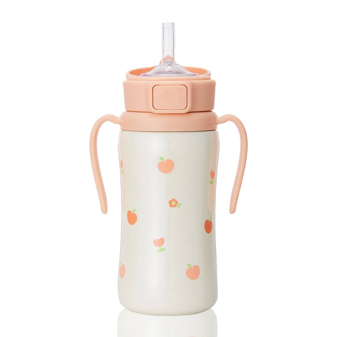 Grosmimi Stainless Steel Straw Cup with Flip Top - 10oz (300ml): Bear_Butter Grosmimi