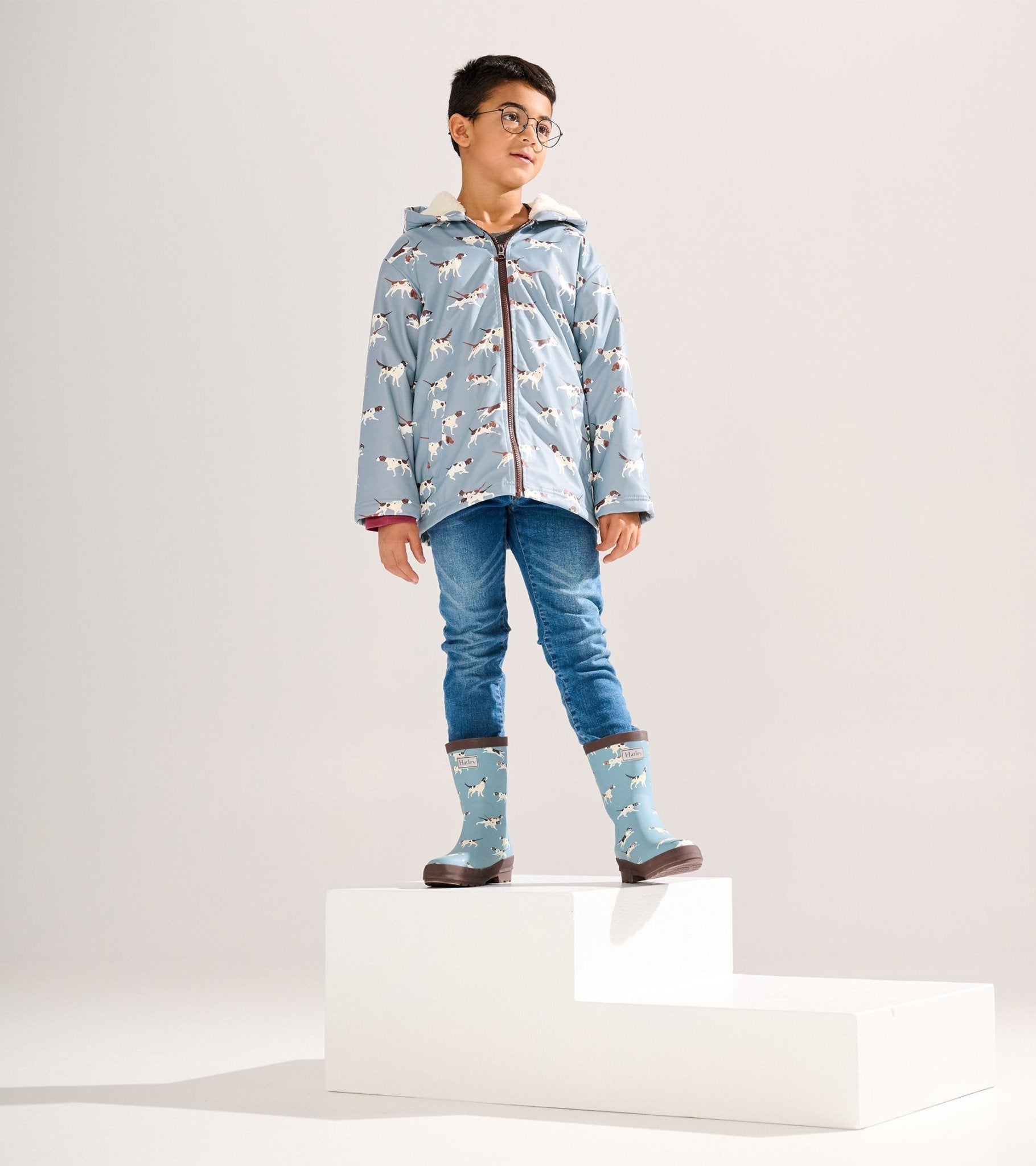 Hatley Sherpa Lined Zip - Up Rain Jacket Hunting Dogs Hatley