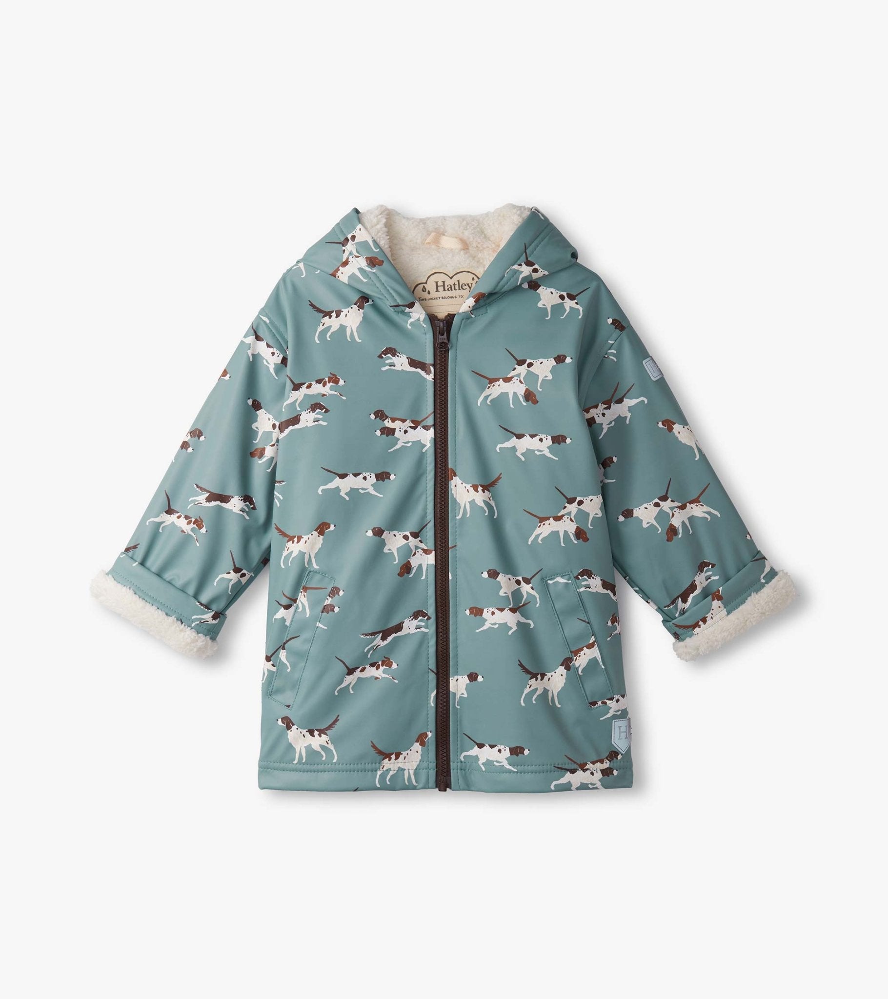 Hatley Sherpa Lined Zip - Up Rain Jacket Hunting Dogs Hatley