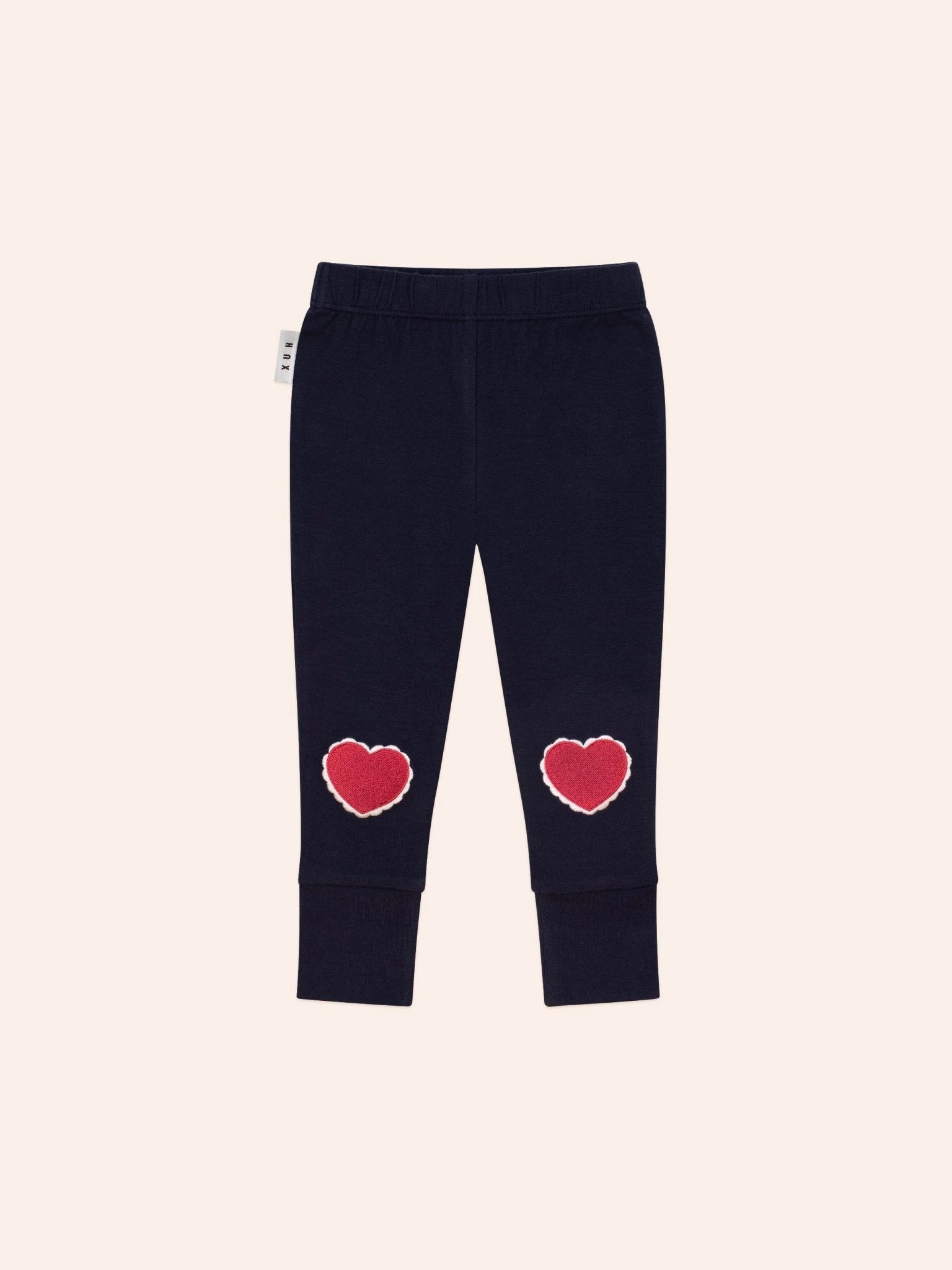 Huxbaby I Heart U Leggings β Navy Heart Knee Leggings Huxbaby