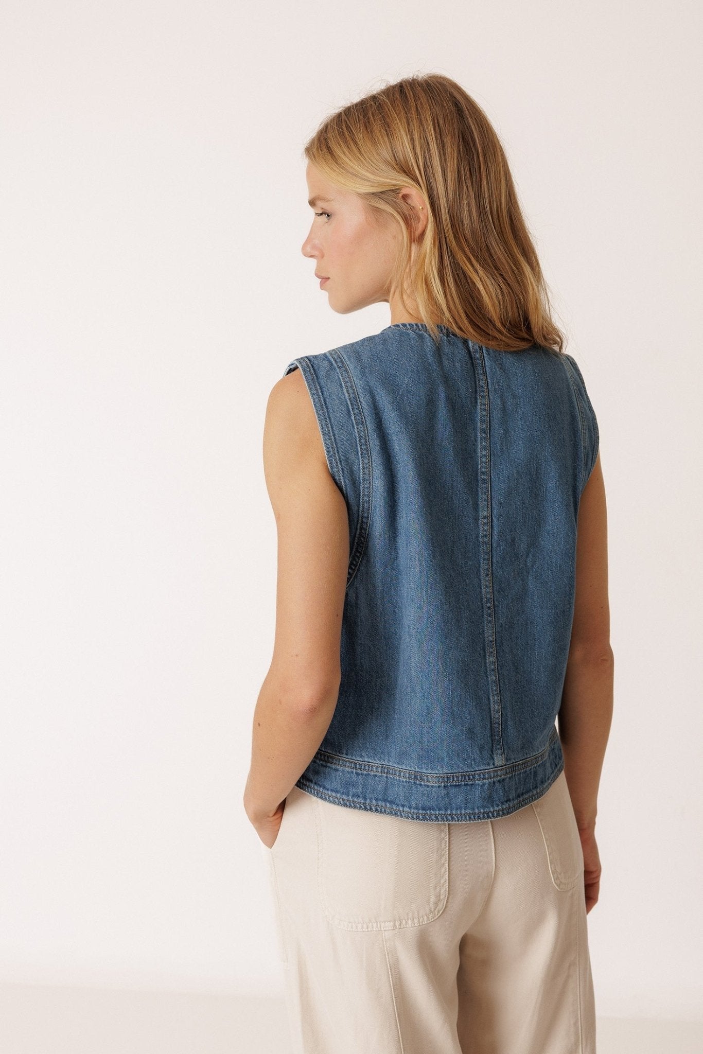Indi & Cold Denim Vest – Recycled Cotton & Linen INDI&COLD