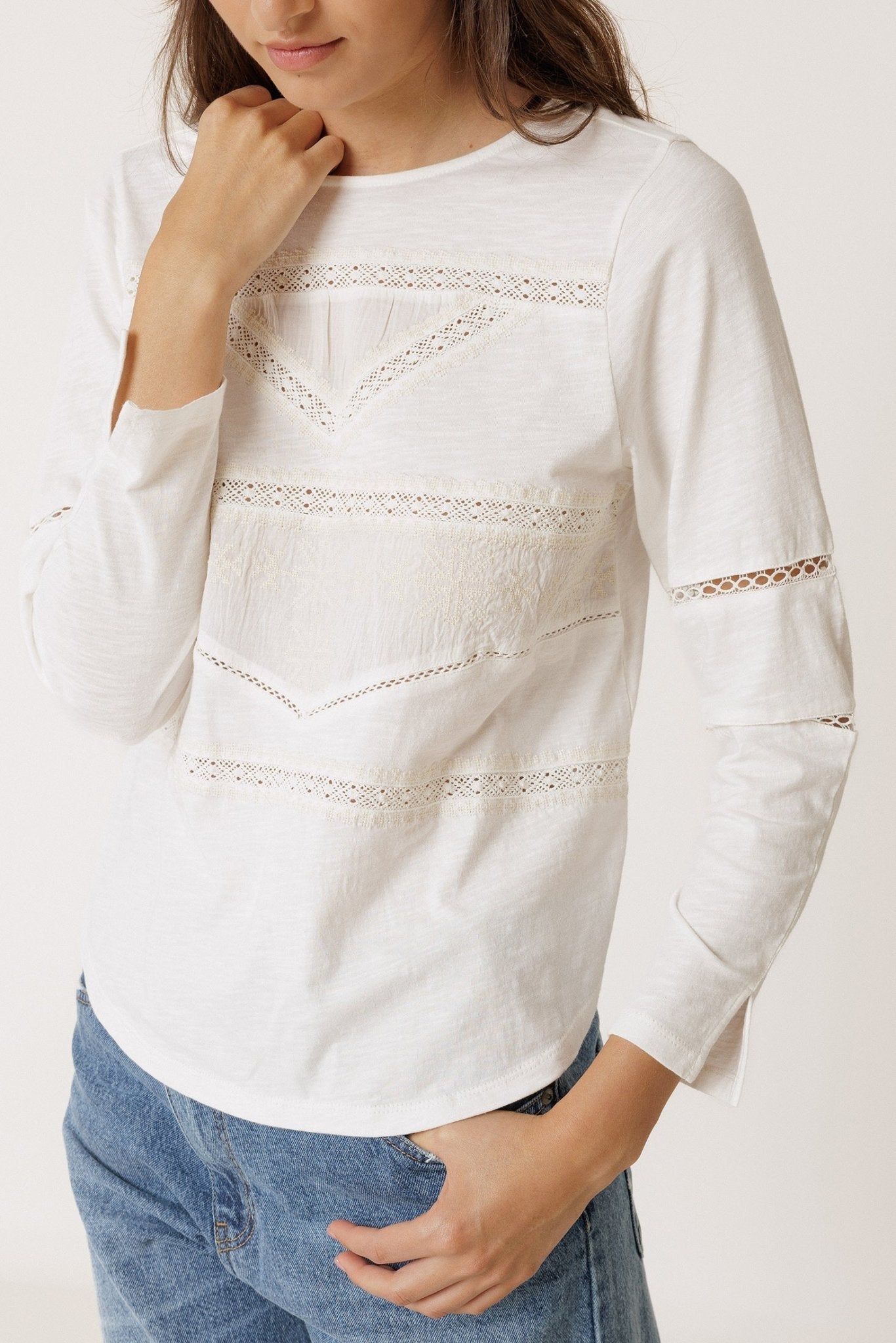 Indi & Cold Romantic Combination Tee – Ecru INDI&COLD