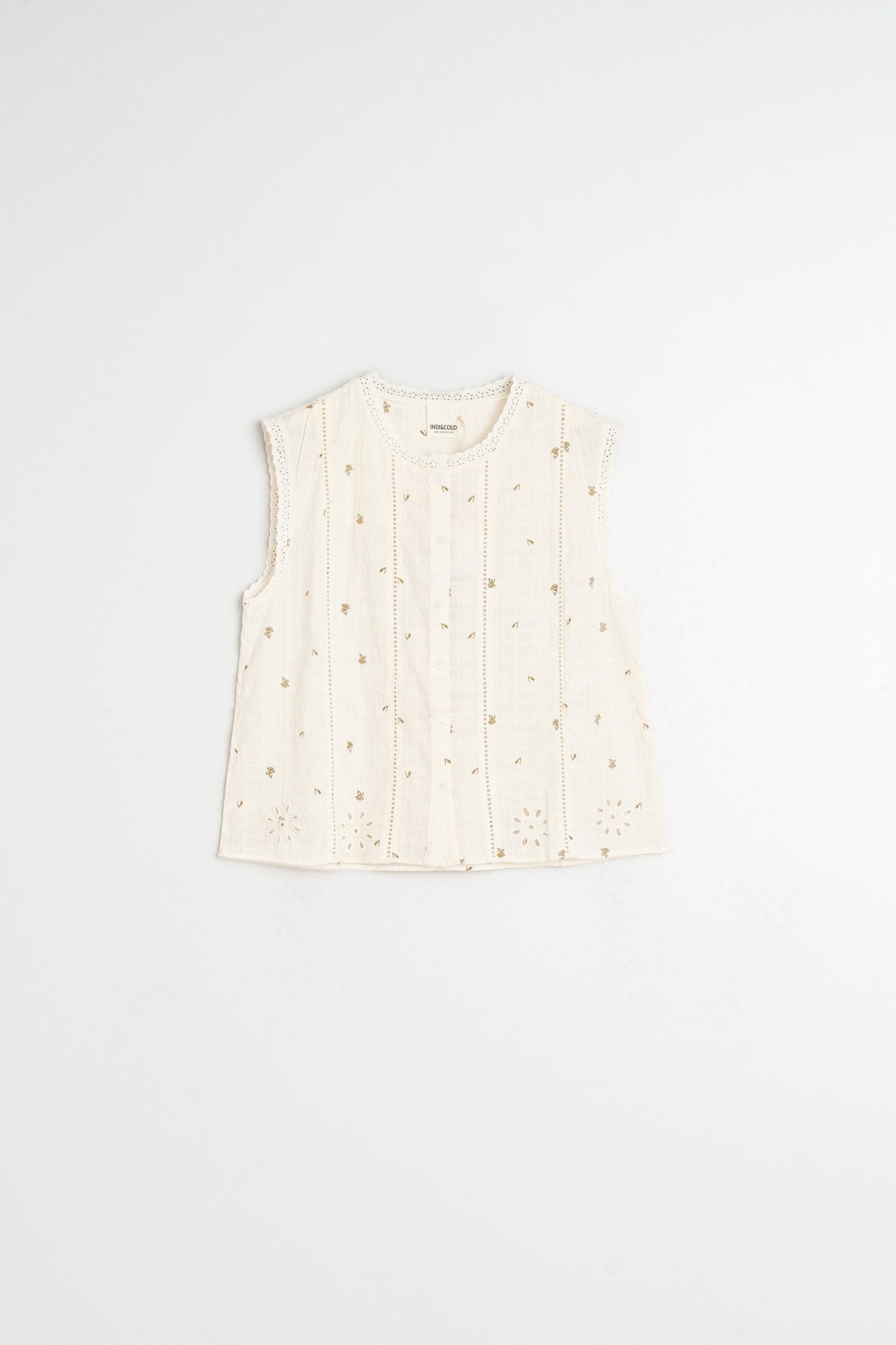 Indi & Cold Stamp - Print Sleeveless Shirt – Ecru INDI&COLD