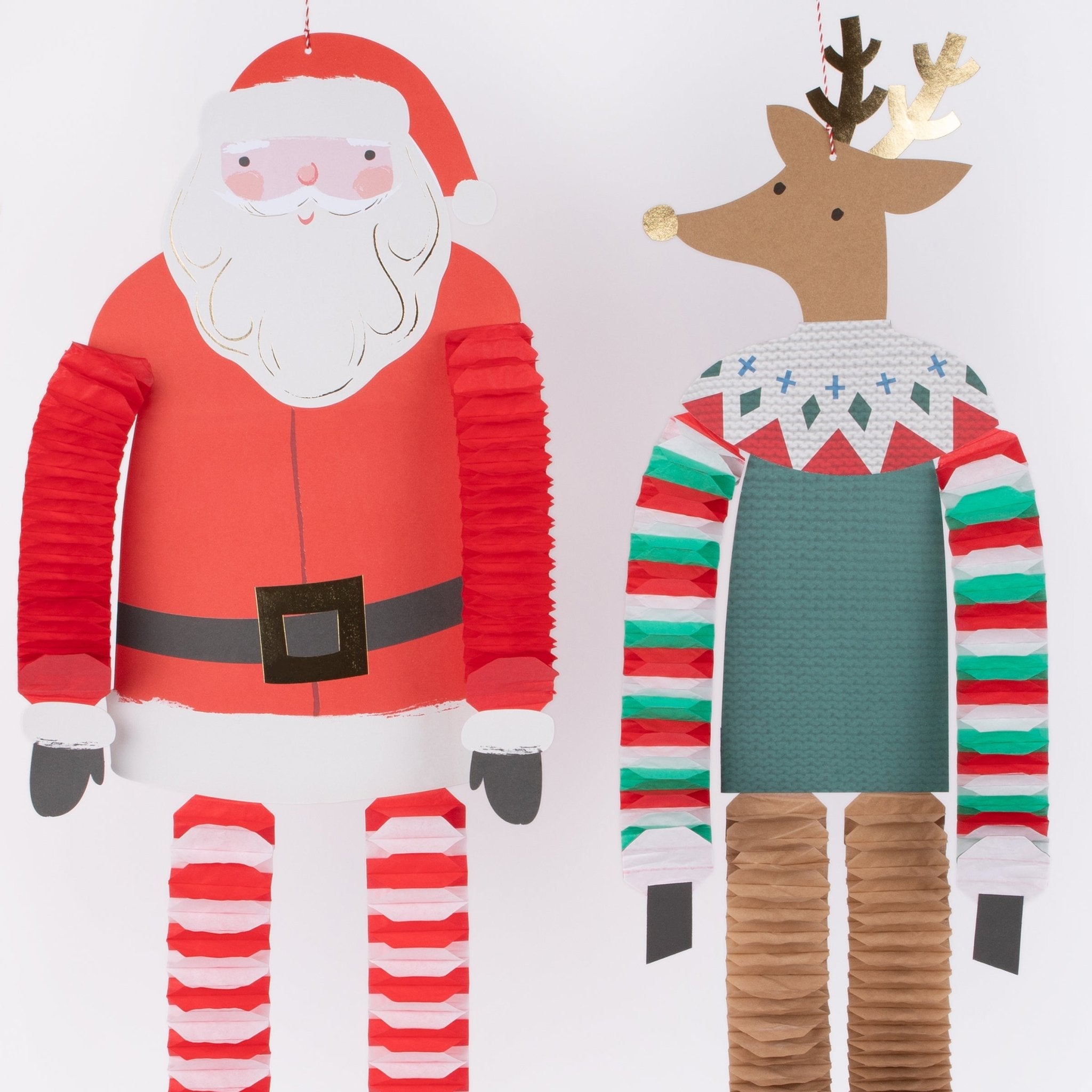 Long Legged Santa & Reindeer Decorations (x 4) Meri Meri