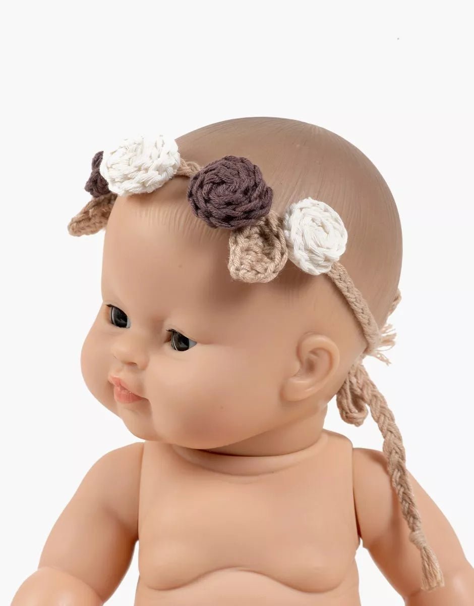 Minikane Handmade Beige Crochet Flower Crown – 34 & 37cm Doll Accessory Minikane