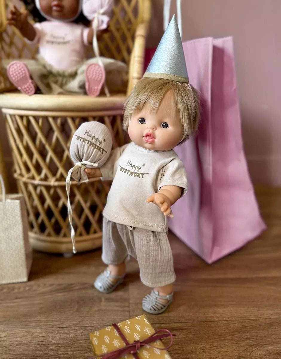 Minikane Les P’tits Déguis’ Happy Birthday Doll Outfit for boy – Petal Pink | 34 & 37cm (Copy) Minikane