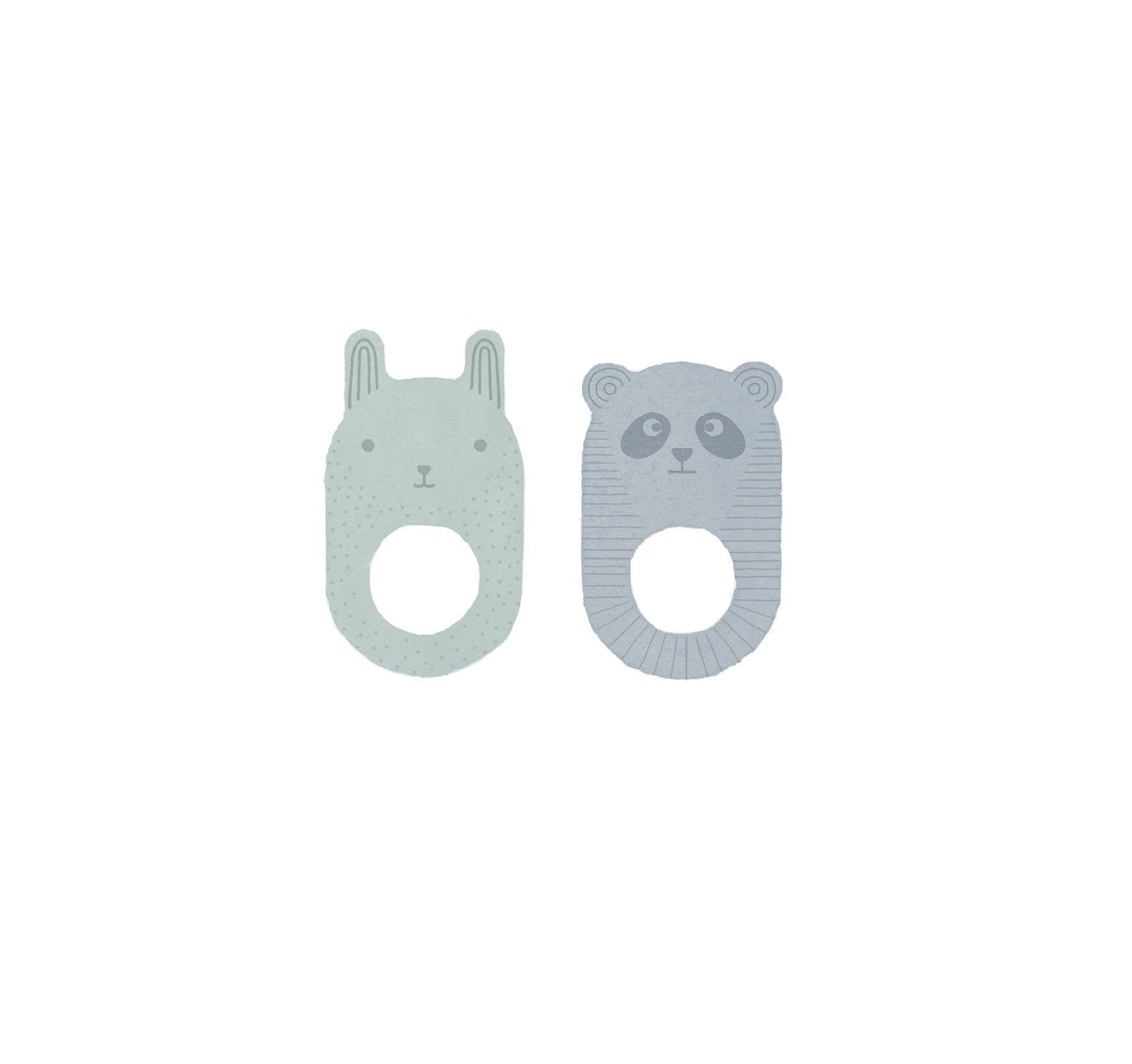 OYOY LIVING DESIGN - Ninka & Ling Ling Baby Teether - Pack of 2 - Pale Mint / Dus OYOY LIVING DESIGN