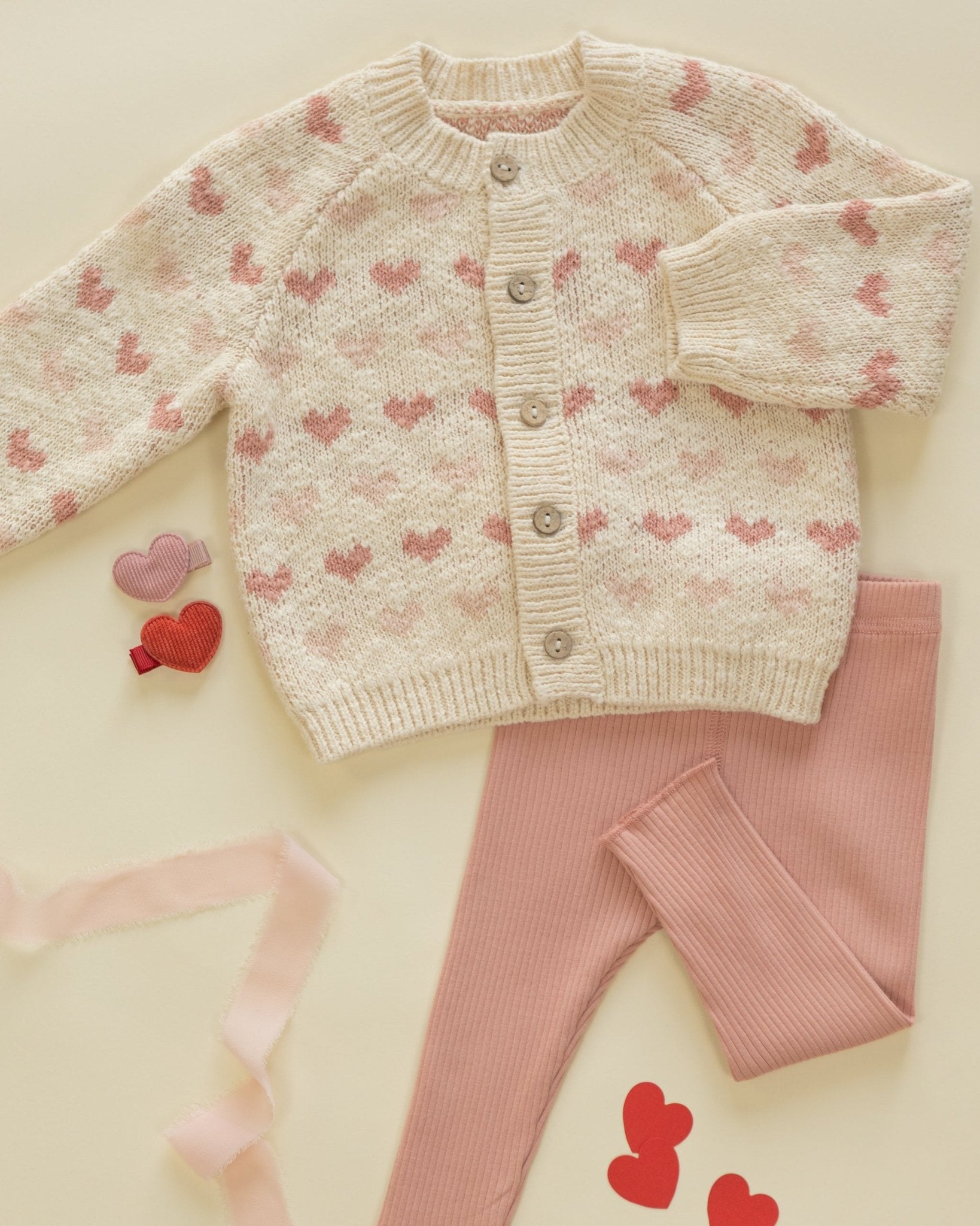 Quincy Mae Knit Cardigan Hearts Quincy Mae