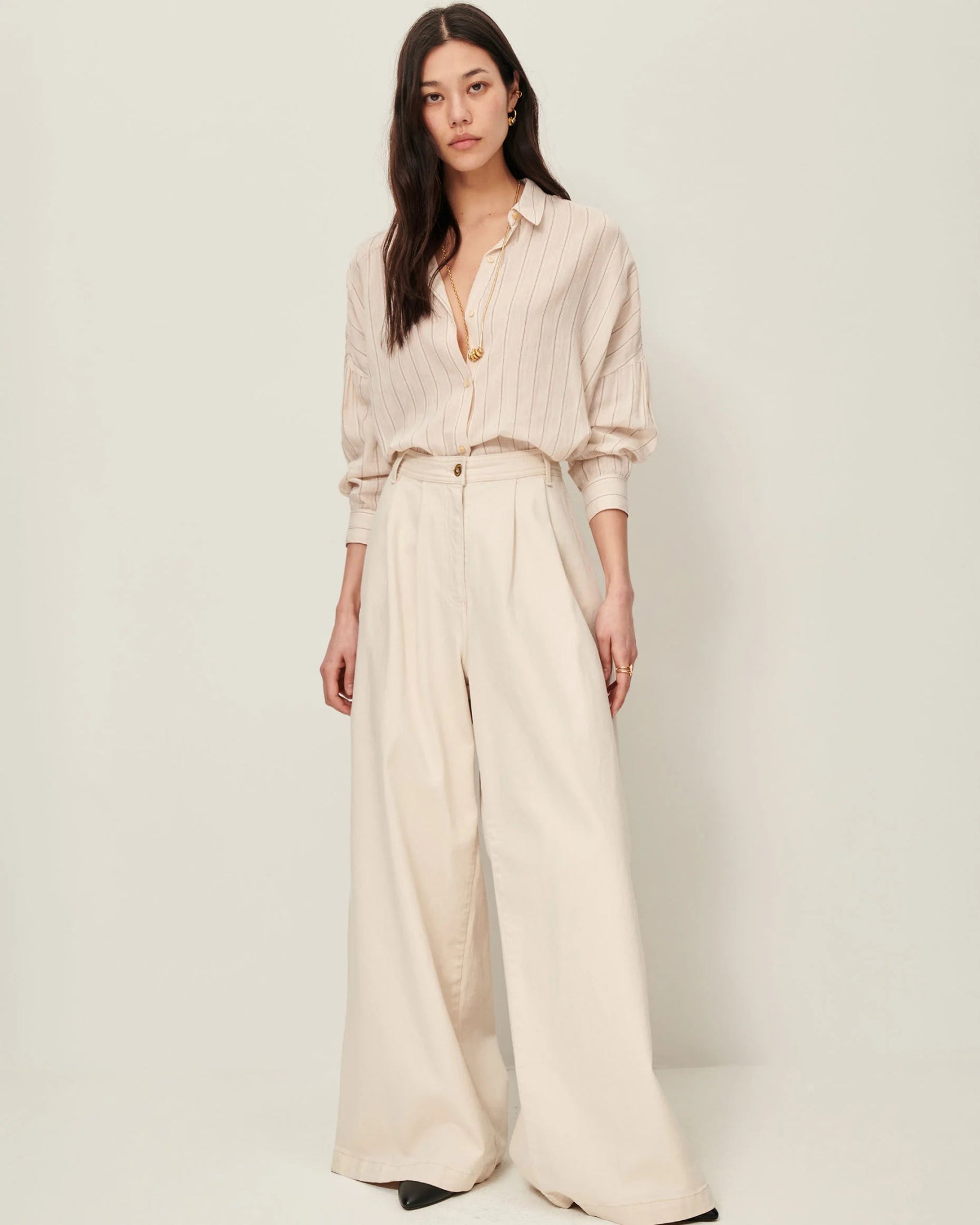 Sessùn Botan Striped Shirt - SandBlack Sessùn