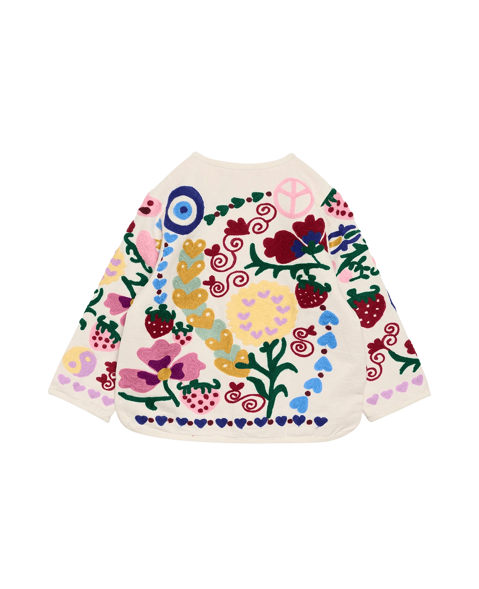 Sissel Edelbo Maggie Mini Jacket – White Rose Suzani Embroidered Jacket Sissel - edelbo