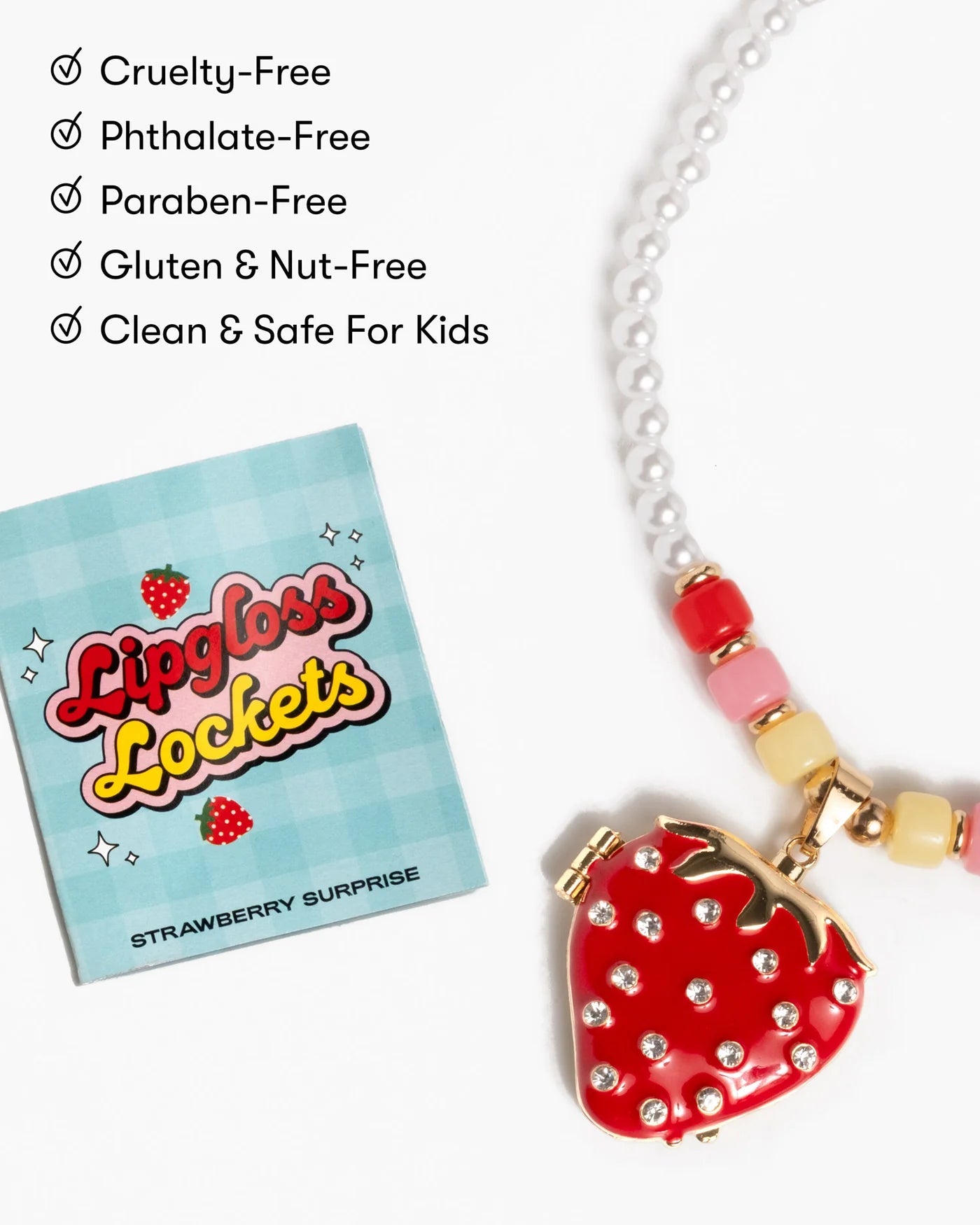 Super Smalls Strawberry Surprise lip gloss locket necklace with mirror