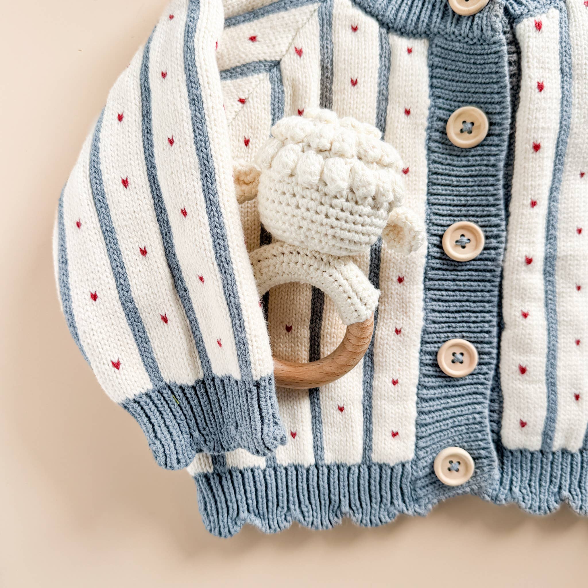 The Blueberry Hill Cotton Stripe Heart Cardigan – Blue Baby & Toddler Knit Sweater The Blueberry Hill