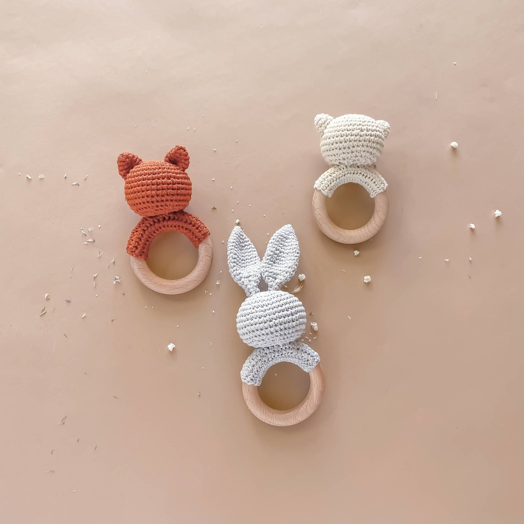 The Blueberry Hill Grey Bunny Crochet Baby Teether & Rattle The Blueberry Hill