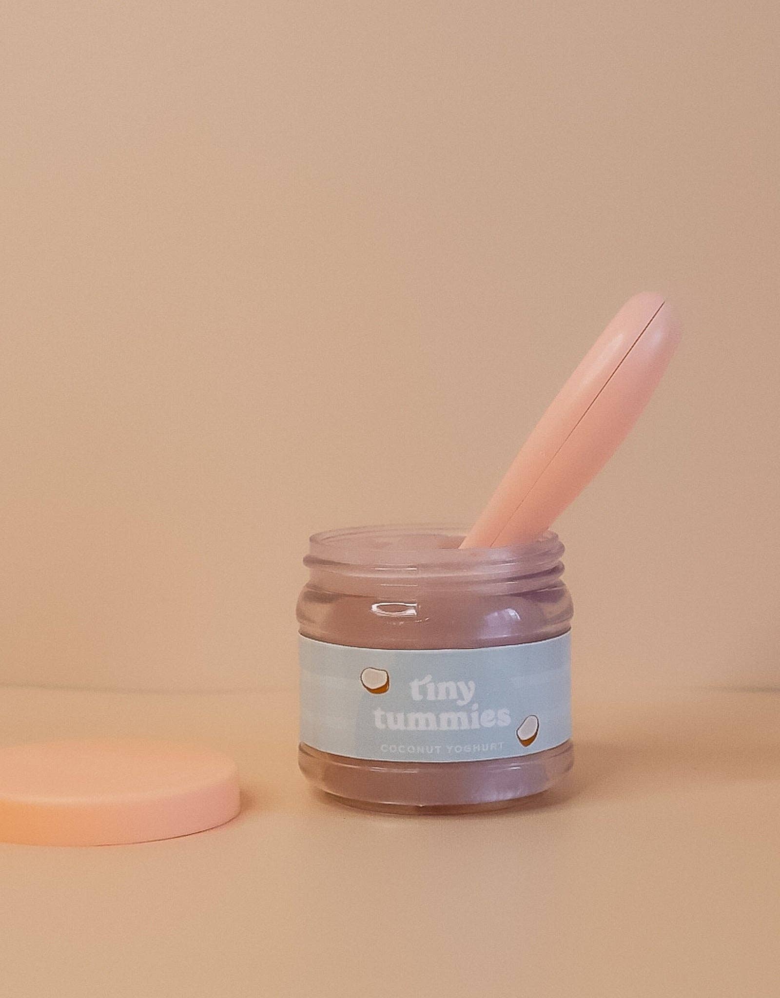 Tiny Harlow - Tiny Tummies - Coconut Yogurt - Jar and spoon Tiny Harlow