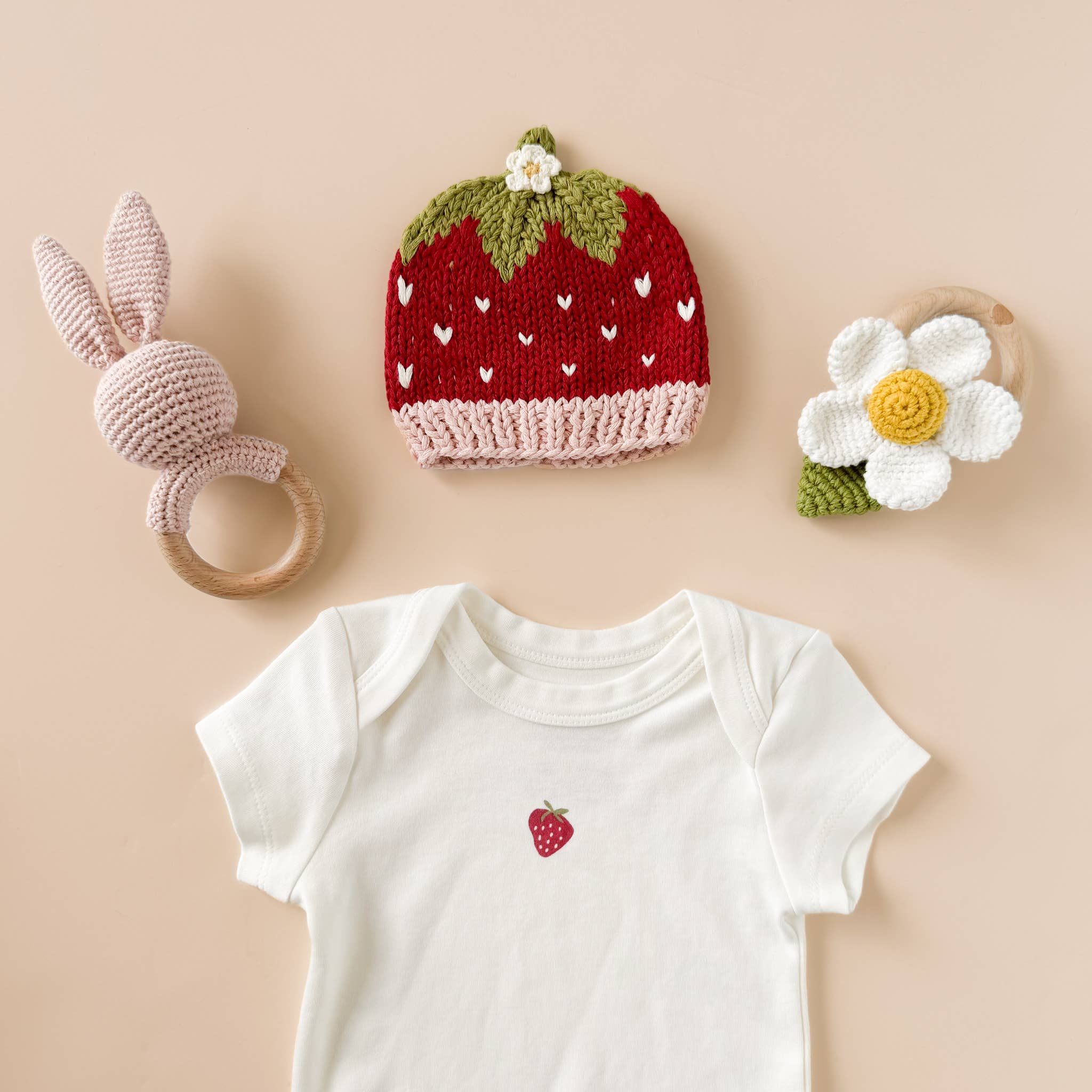 The Blueberry Hill Strawberry Beanie/hat for Babies &amp; Girls