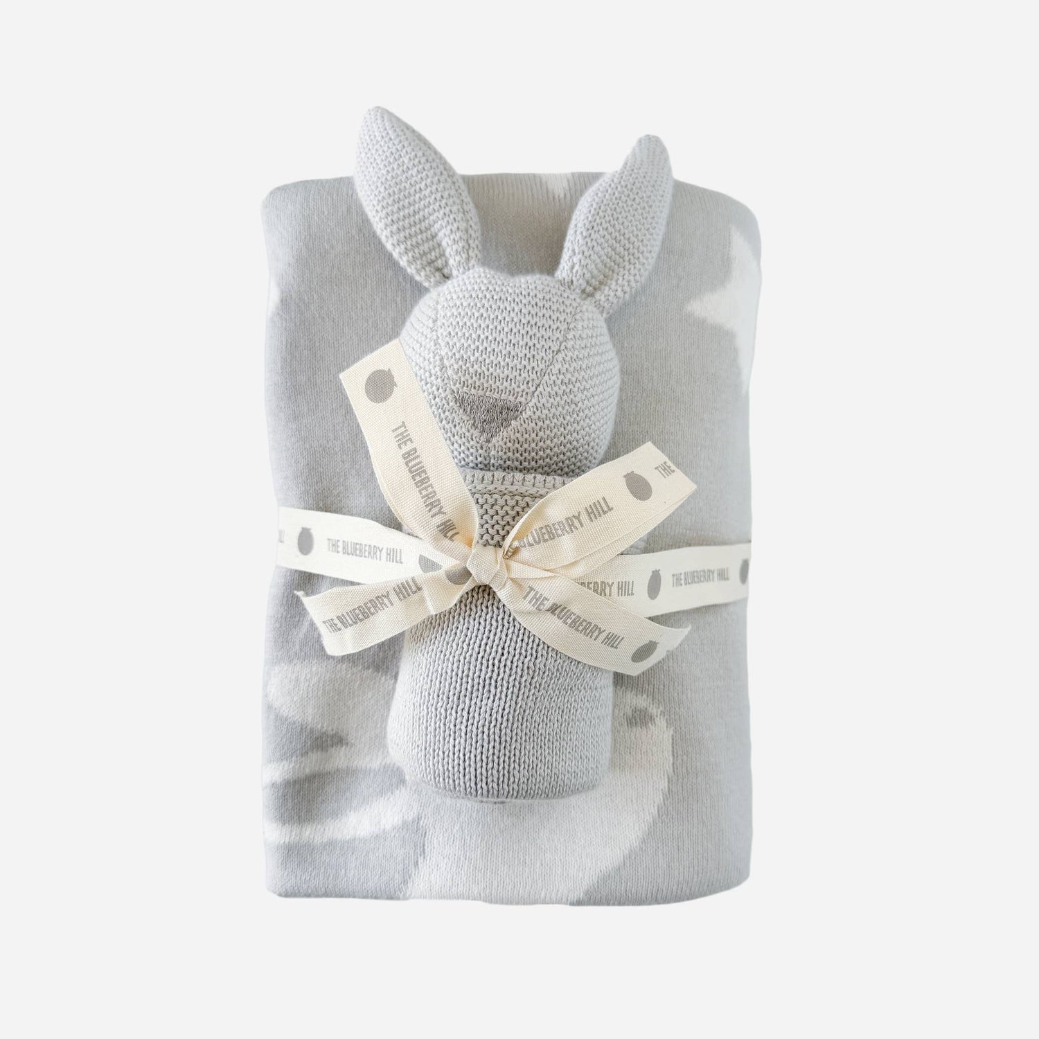 The Blueberry Hill - Set Star Moon Bunny Blanket Lovey Gift Baby Shower Organic: Blanket + Cream Lovey