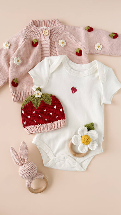 The Blueberry Hill Strawberry Beanie/hat for Babies &amp; Girls