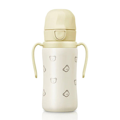 Grosmimi Stainless Steel Straw Cup with Flip Top - 10oz (300ml): Flower_Coral