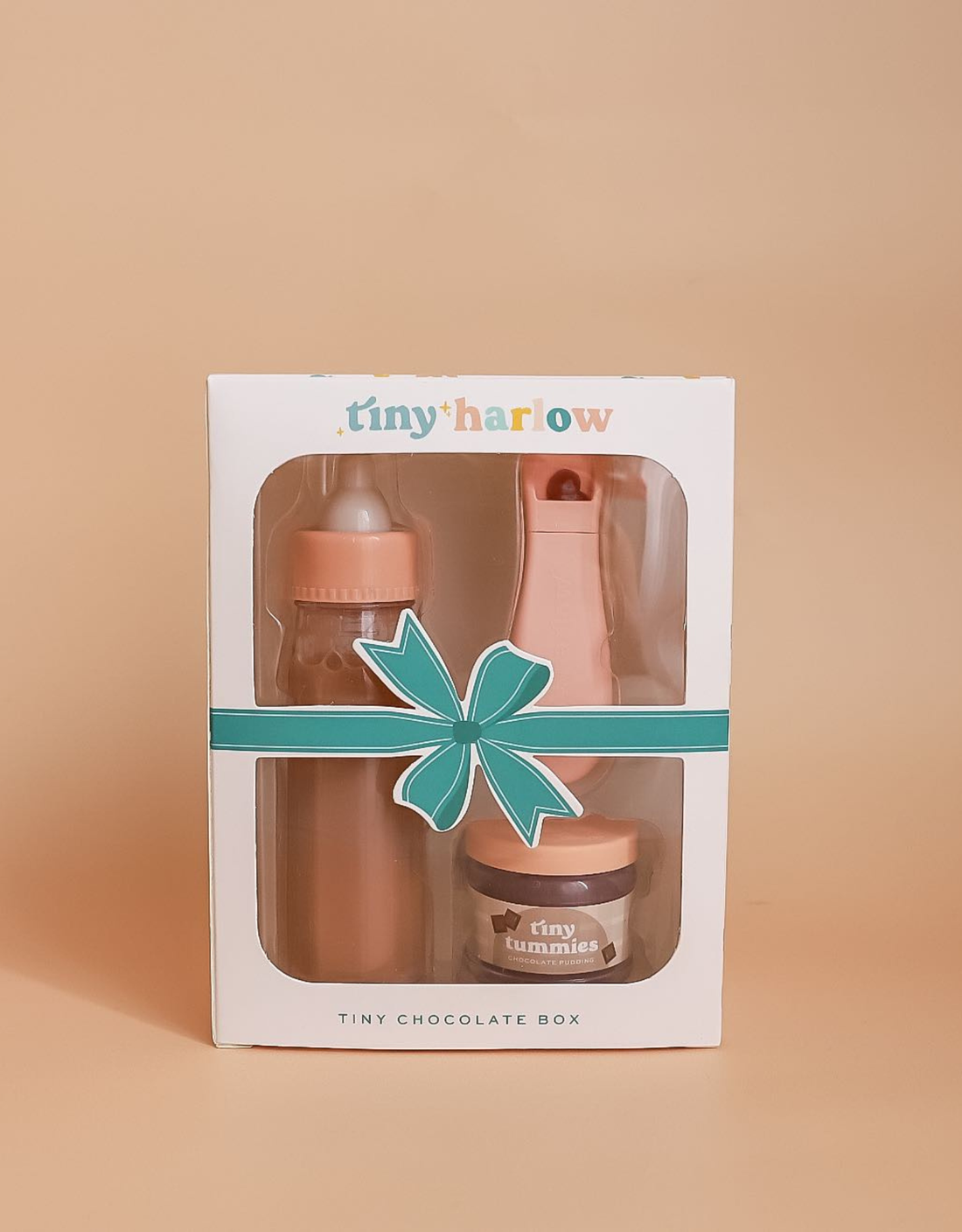 Tiny Harlow Tiny Tummies Puree and Milk Bottle set for doll - Chocolate