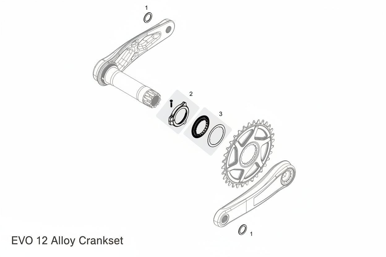 TRP EVO FC-M8050 crankset for 12-speed drivetrain systems -  mountain bike performance components"