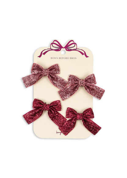 Konges Sløjd 4 Pack Glitter Bow Hair Clips - Pink Mix