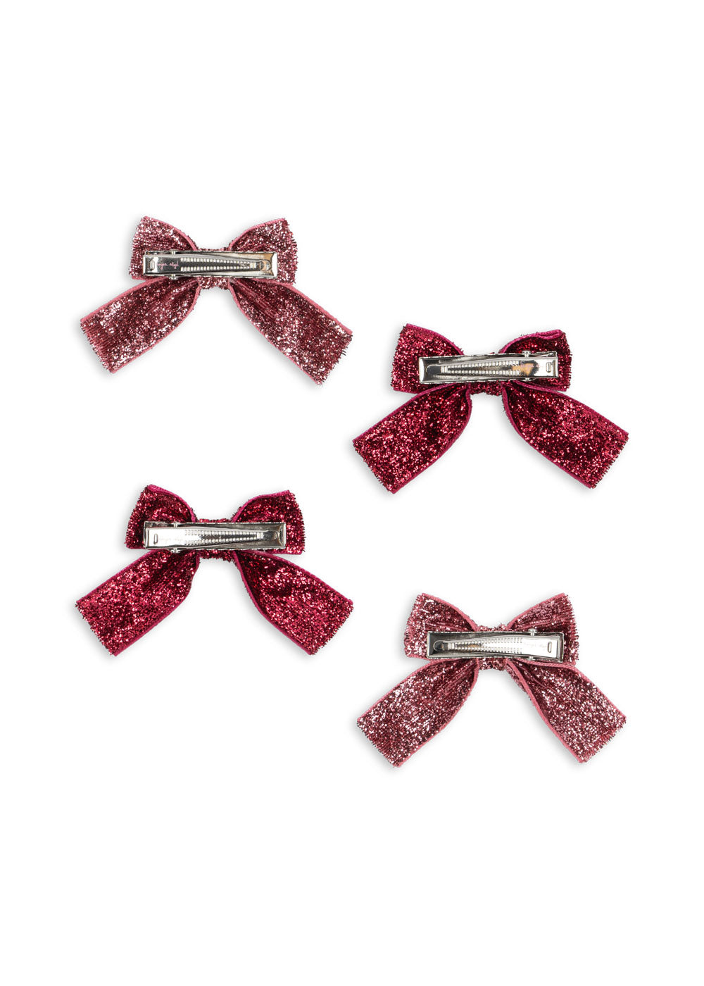 Konges Sløjd 4 Pack Glitter Bow Hair Clips - Pink Mix
