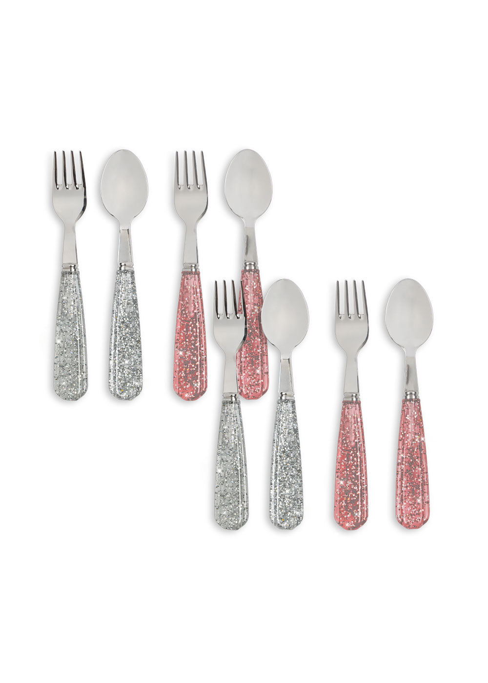 Konges Sløjd 8 Pack Glitter Cutlery - Sparkling Blush / Sparkling Blue