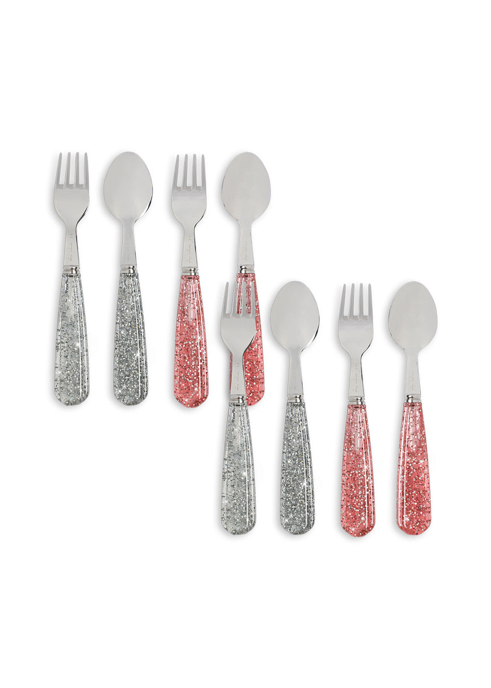 Konges Sløjd 8 Pack Glitter Cutlery - Sparkling Blush / Sparkling Blue
