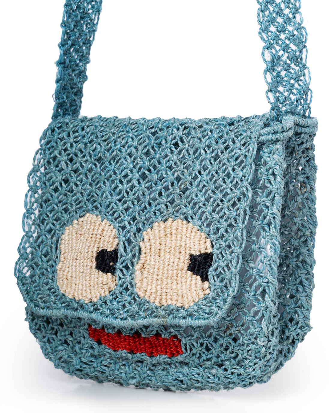 The Jacksons Lola Big Eyes Jute Tote Bag-Sky Blue