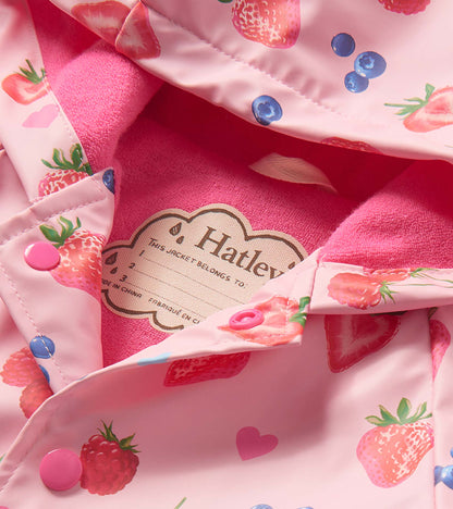 Hatley Baby &amp; Toddler Girls Summer Berries Button-Up Rain Jacket detail