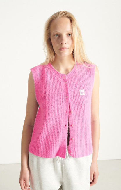 American Vintage Women’s Cardigan East – Bubble Pink Marled Mohair Vest American Vintage