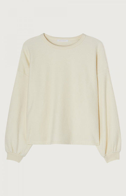 American Vintage Women’s Sweatshirt Bobypark – Ecru Textured Fleece Pullover American Vintage