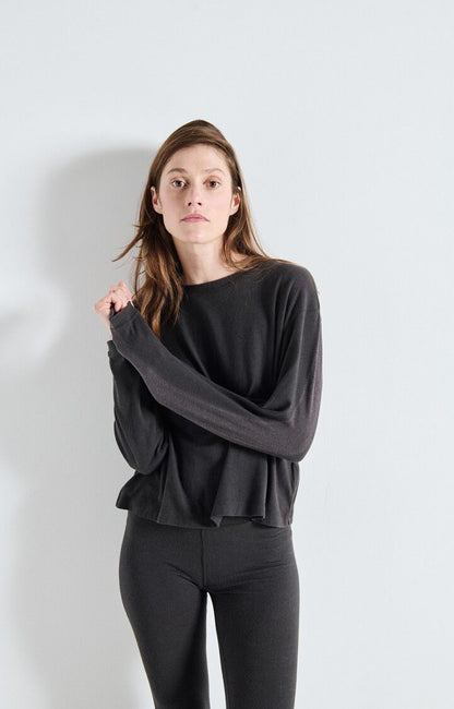 American Vintage Women’s Ypawood Long Sleeve T-Shirt – CARBON MELANGE American Vintage
