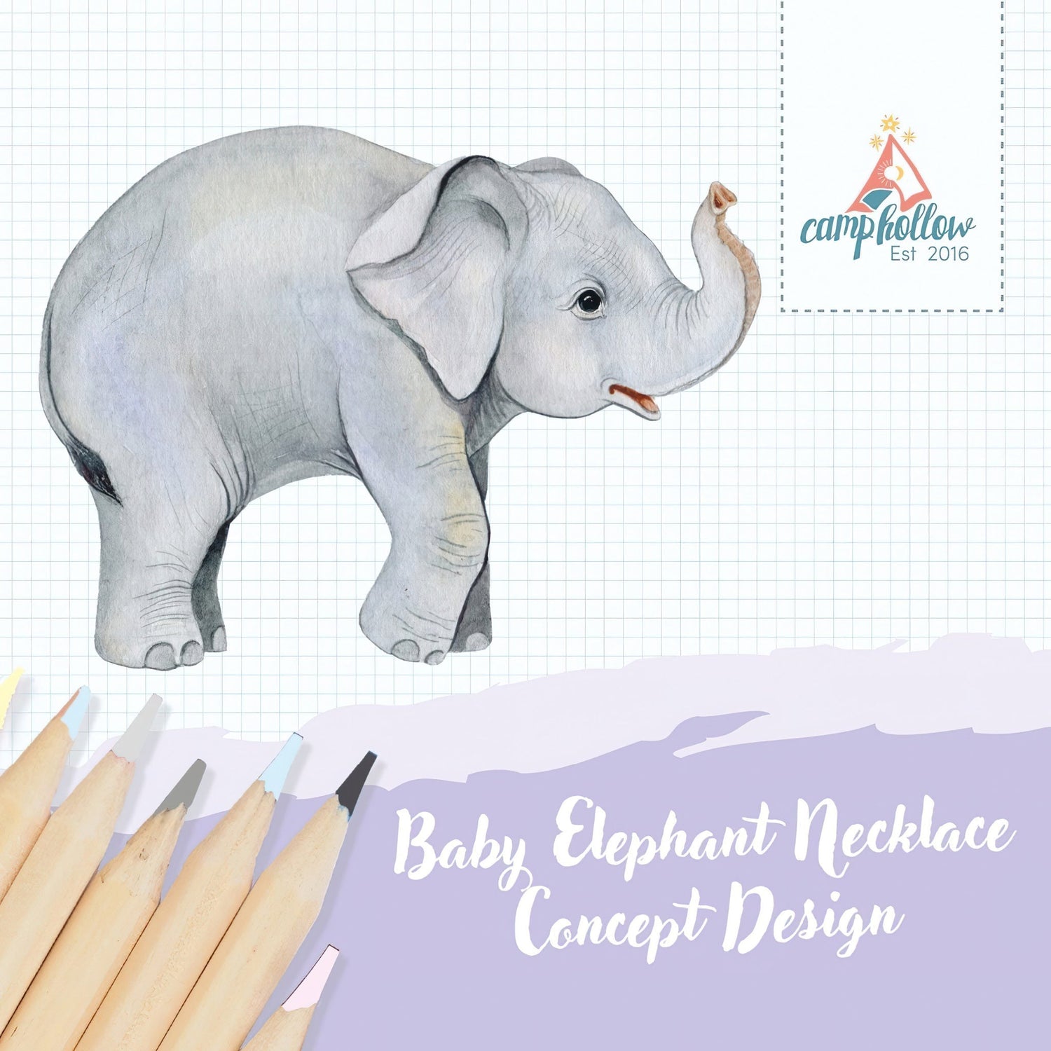 Camp Hollow Baby Elephant Necklace