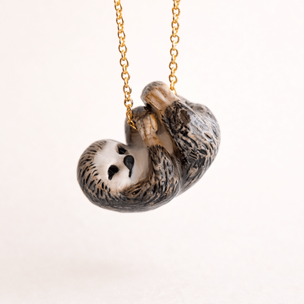 Camp Hollow Baby Sloth Necklace | Hand-Painted Porcelain Jewelry