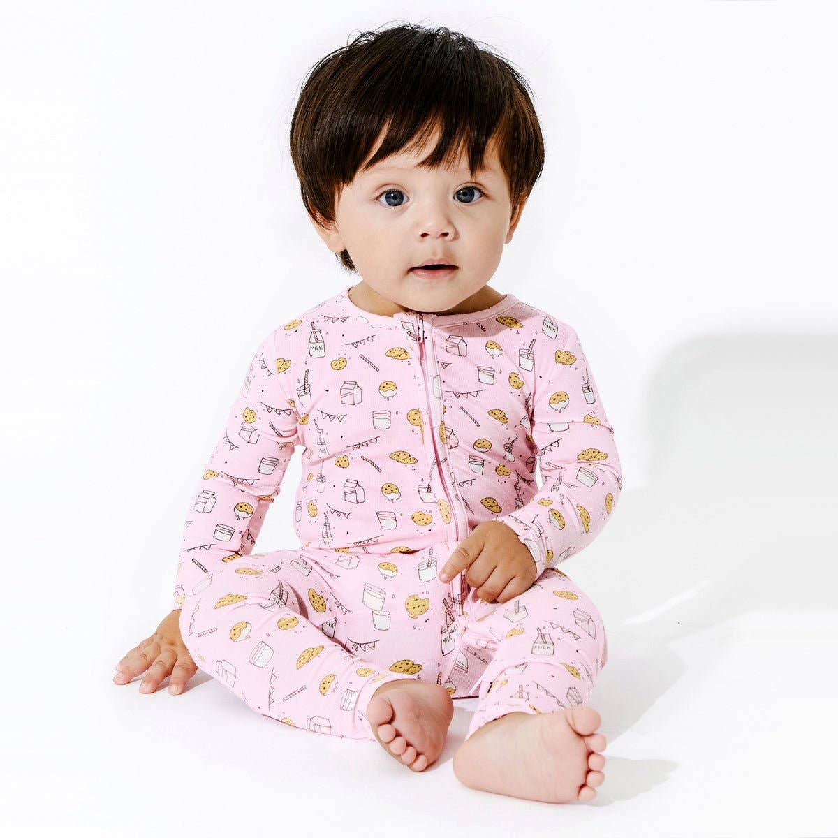 Bellabu Bear - Milk and Cookies Pink Bamboo Convertible Footie Bellabu Bear