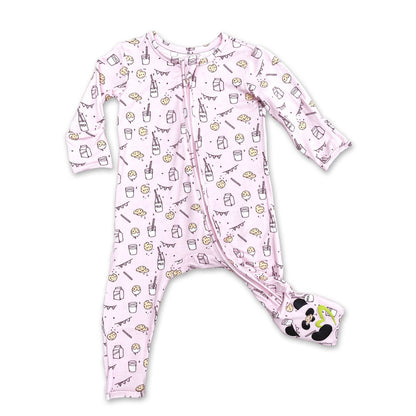 Bellabu Bear - Milk and Cookies Pink Bamboo Convertible Footie Bellabu Bear