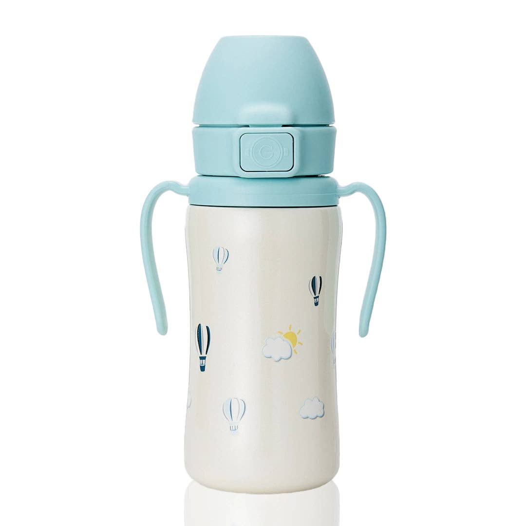 Grosmimi Stainless Steel Straw Cup with Flip Top - 10oz (300ml): Flower_Coral