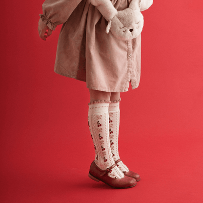 Collégien Cerise Jacquard Cherries and Bows Knee - high Socks – Gris Perle Collégien