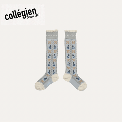 Collégien Cerise Jacquard Cherries and Bows Knee - high Socks – Gris Perle Collégien