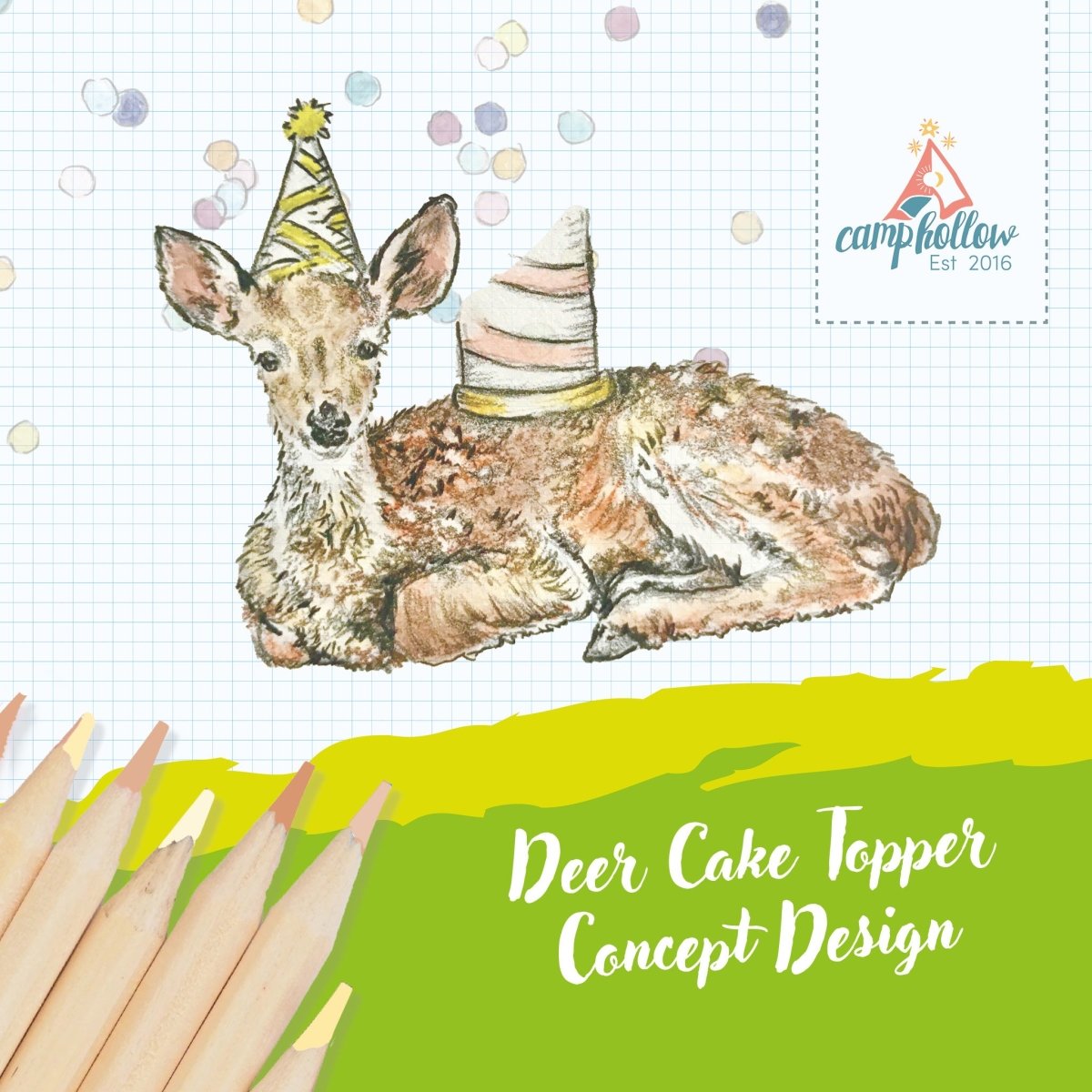 Camp Hollow Deer Birthday Candle Holder | Porcelain Cake Topper