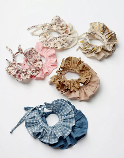 Minikane Doll Scrunchie Set in Blue Jean &amp; Blue Vichy Cotton Gauze